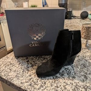 Vince Camuto Black Ankle Booties with Chunky Heel